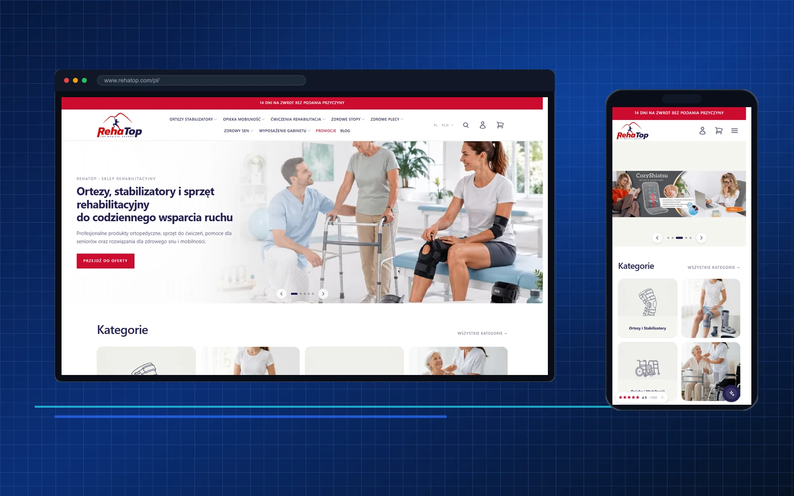 A Michał Świtalski project: RehaTop — custom e-commerce instead of Shoper